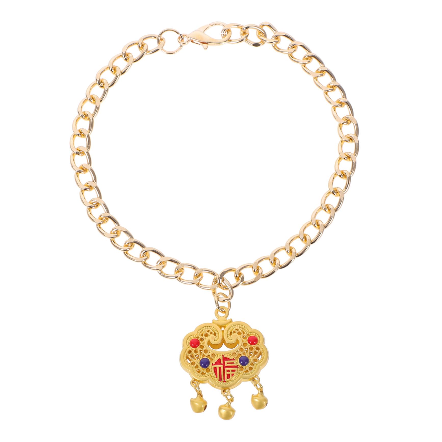 BCOATH Adjustable Pet Jewelry Necklace with Longevity Lock Pendant and Jingle Bell for Dogs and Cats Sturdy Metal Charming Design for Holiday Festivities and Everyday Wear