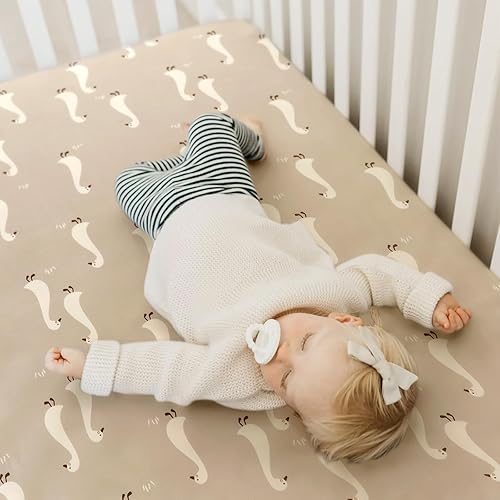 Miniatura 5 de Stretch Ultra Soft Jersey Knit Fitted Crib Sheets Set 2 PackFit All Standard Crib Mattress Pads Safe and Snug, Crib Fitted Sheet for Baby, Happy