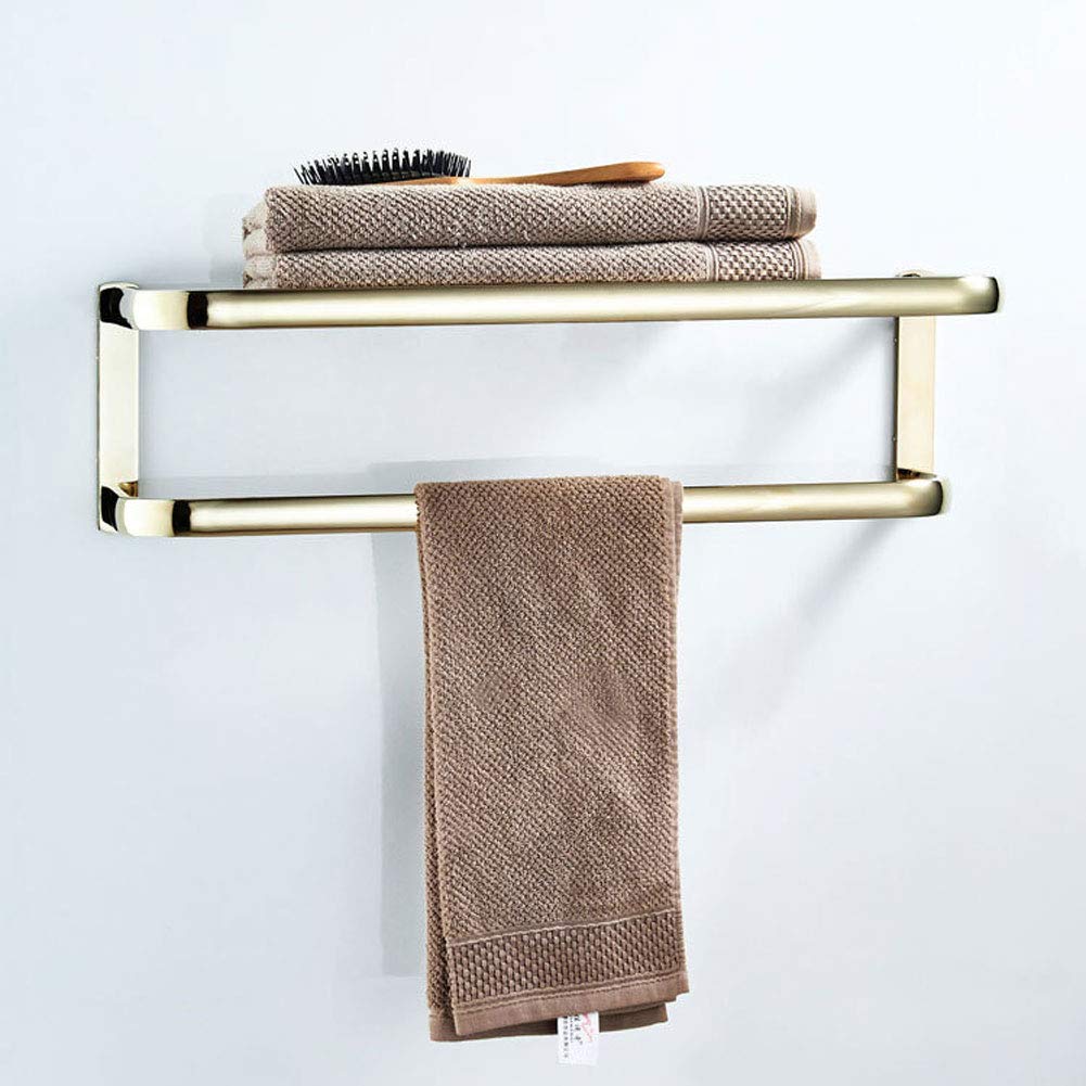 Toallero Simple, Estante De Baño Doble, Hotel, Muebles, Latón, Estantes De Almacenamiento, Dorado, Fácil De Instalar