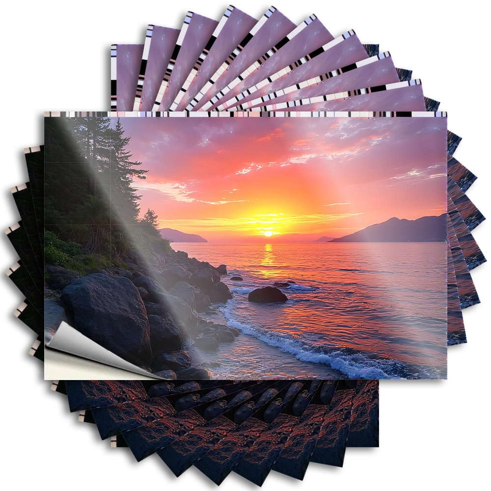 Saying Cute Bathroom Decor Dry Western Bathroom Bottle Sunset Over Rocky Coastline with Vibrant Orange and Pink Hues - Scratch Resistant Stickers(6X9CM)