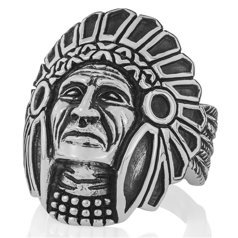 VY JEWELRY APACHE RING - Solid 925 Sterling Silver Native American Indian Chief Warrior – Sizes 7 to 15