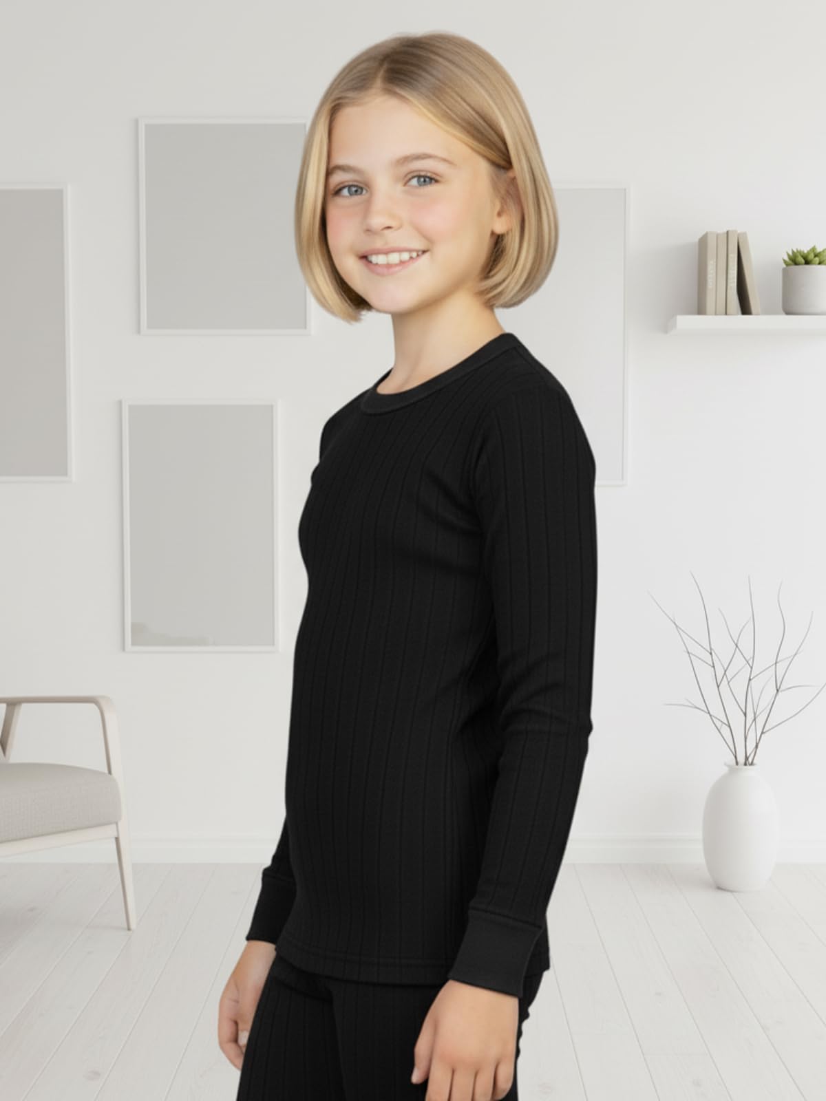 Lux Parker Girl's Round Neck Black Full Sleeves Thermal Top_Parker_Girls_TOP_BLK_70_2PC 3