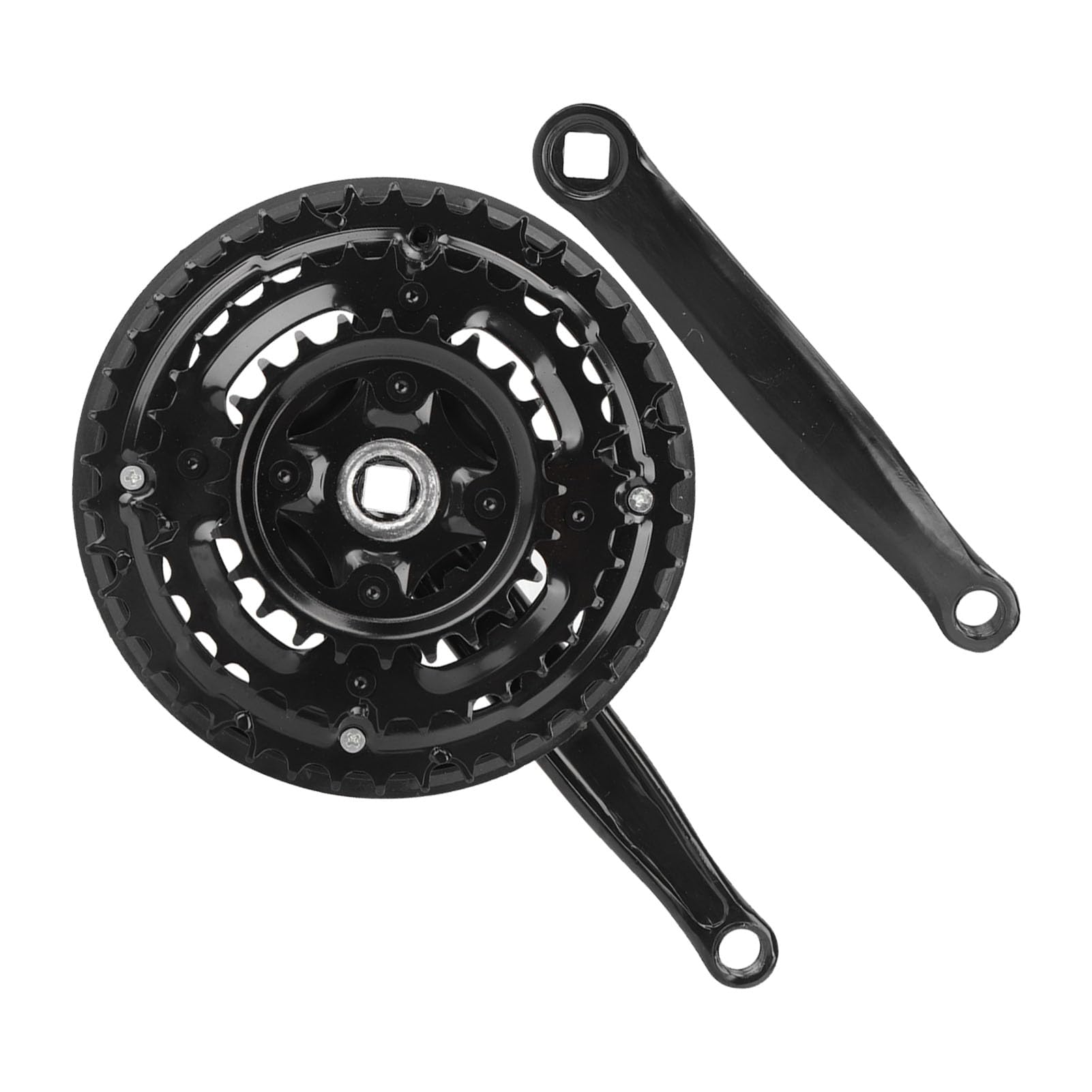 SIXRUN Mechanizm Korbowy do Rowerów Górskich Potrójna Tarcza ze Stali Wysokowęglowej 24 34 42T 170 Mm Mechanizm Korbowy o Zmiennej Prędkości Łatwa Instalacja z osłoną łańcucha do Rowerów Szosowych i