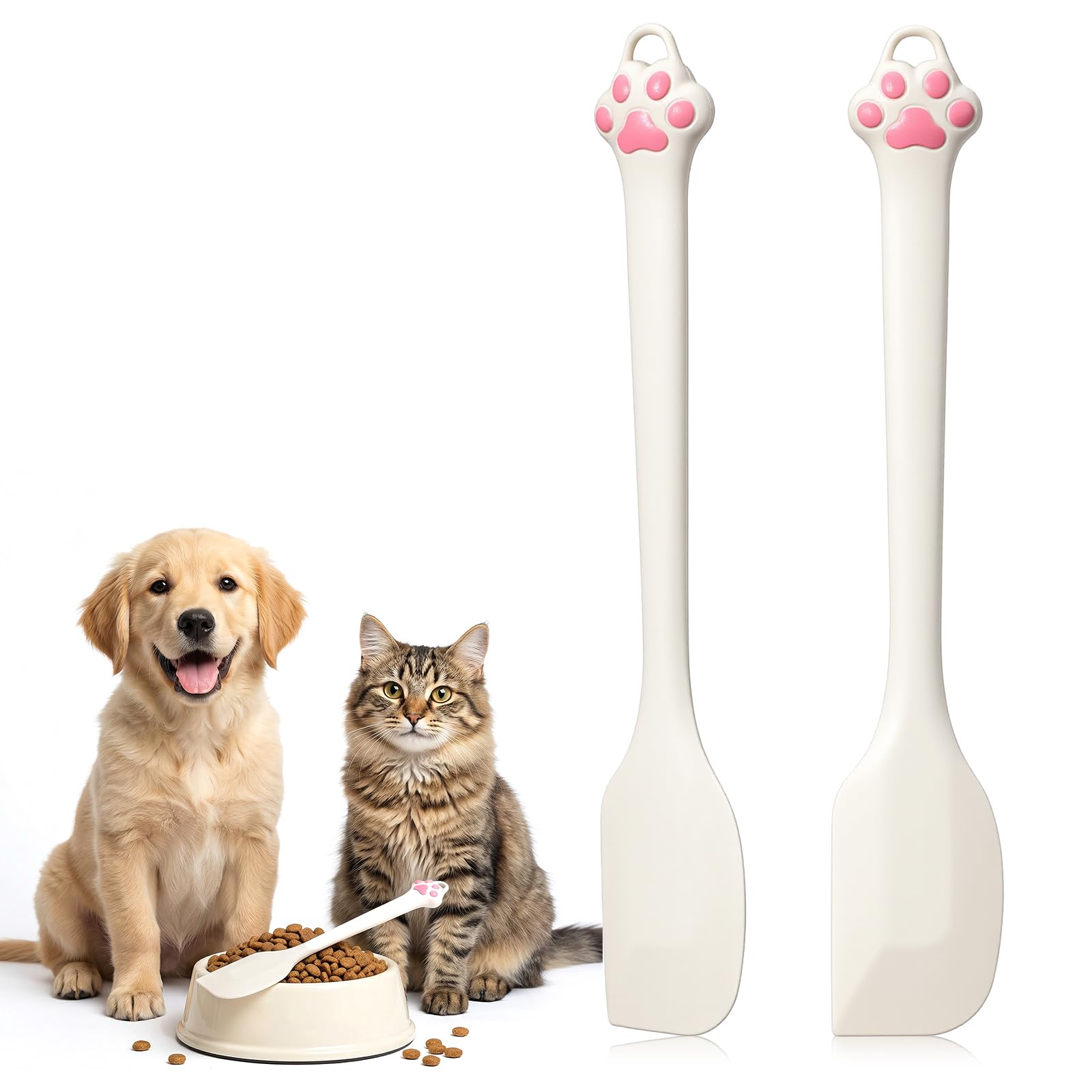 Elegaperma 2 Pcs Cat Spoon, Paw Shaped Cat Food Spoon for Wet Treats and Canned Food Scooping