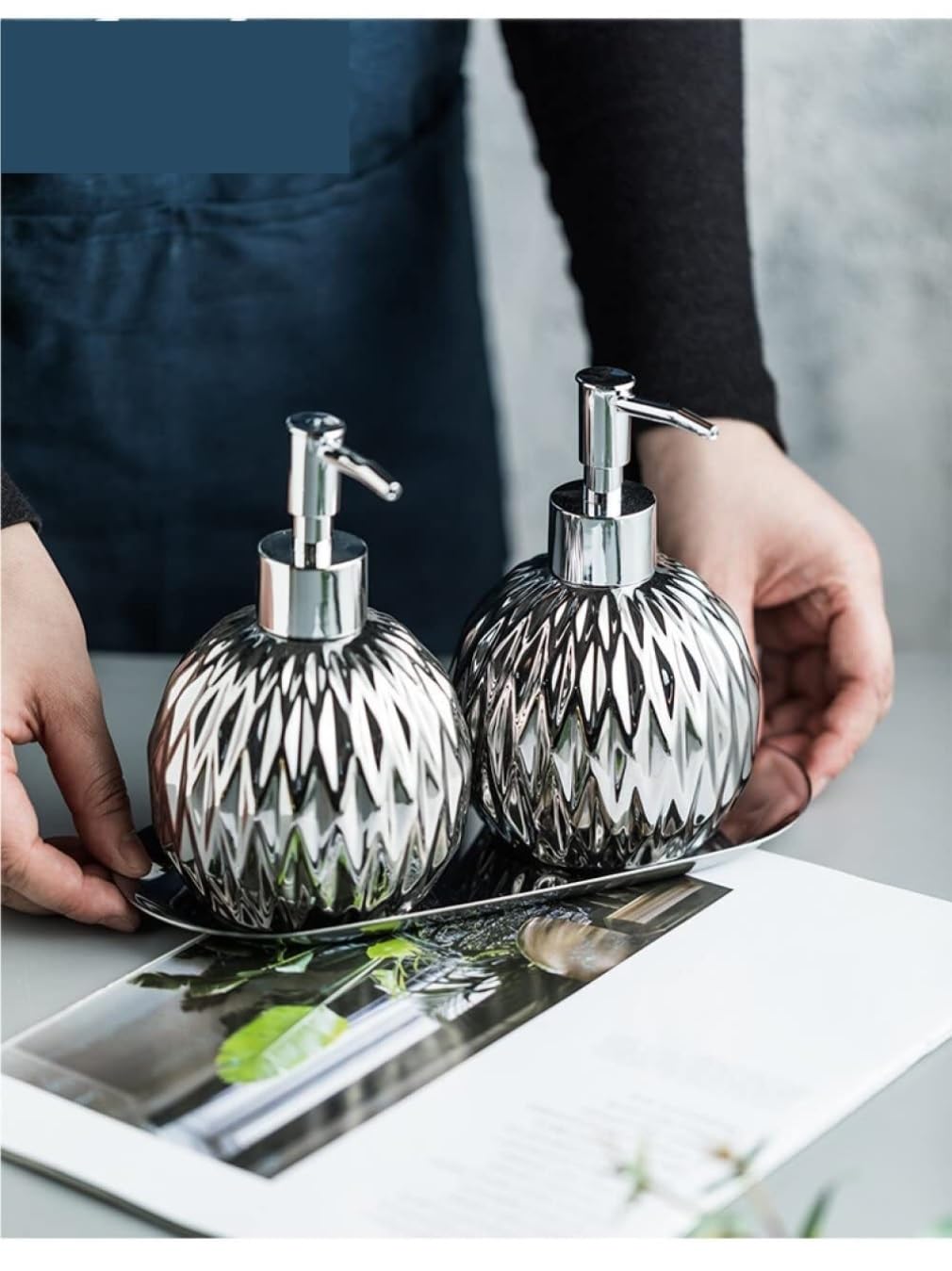Dozownik Mydła Balsamu Hotelu Ceramiczny Dozownik Mydła W Płynie, Butelka Z Pompką Do Balsamu, Dekoracyjna Porcelana, Rąk Płynie Butelka(Gold)
