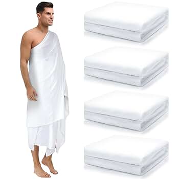 イスラム聖戦白旗 【アル・リワー】  50 x 75cm 新品未使用 Amazon | Suhine 4ピース Ahram Ihram Ehram メッカ巡礼とウムラ