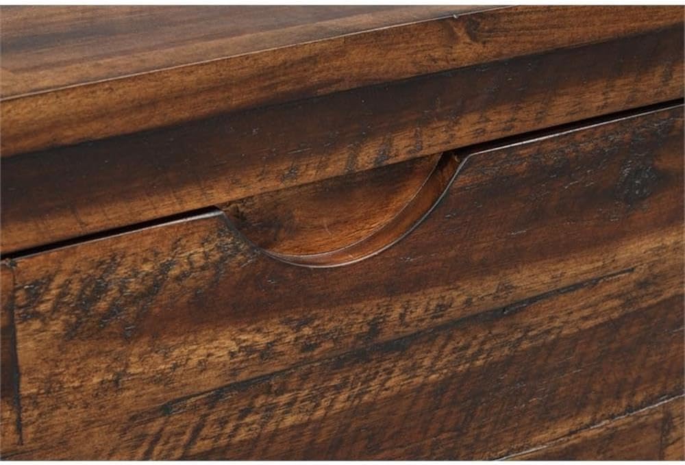 MAKLAINE Broadmore Rectangular Acacia Wood Storage Trunk, 46 in Top, Brown Finish, Black Metal Legs, Hinged Lid, Versatile Coffee Table or Entryway Storage for Living Room or Bedroom