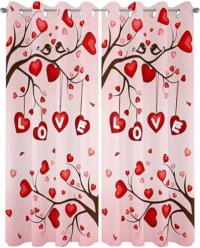 Miniatura 2 de Love-Tree Outdoor Curtains for Patio Waterproof Drapery,Grommet Window Curtain Living Room,Bedroom,Doorway,Kitchen,Cafe,Porch Drapes Valentine's Day