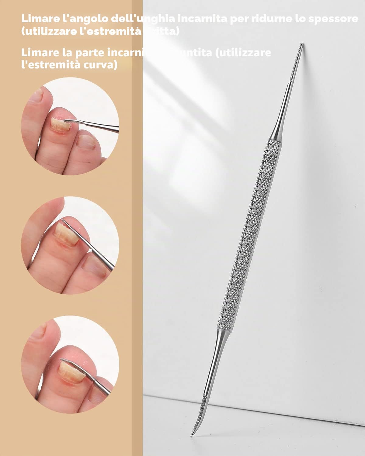 BEZOX Solleva Unghie Incarnite - Pedicure Utensile Lima （13.4cm)& Lifter kit(16.5cm) bordi laterali Chiropody - acciaio inox strumenti Podologia