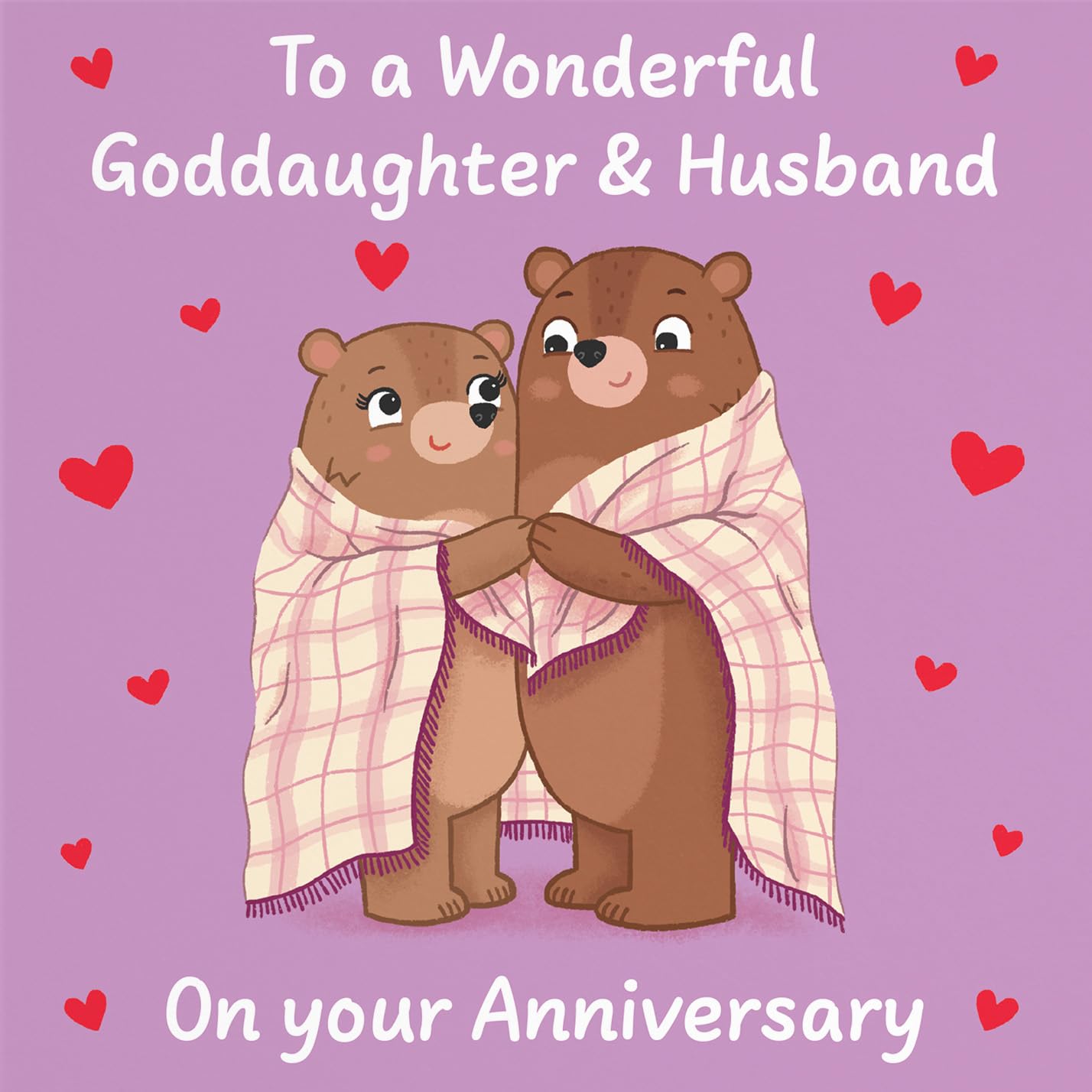 Hunts England - Cute Snuggly Bears Goddaughter And Husband Anniversary Card - Fun Bears Anniversary Card - Love Story Collection - Image 2