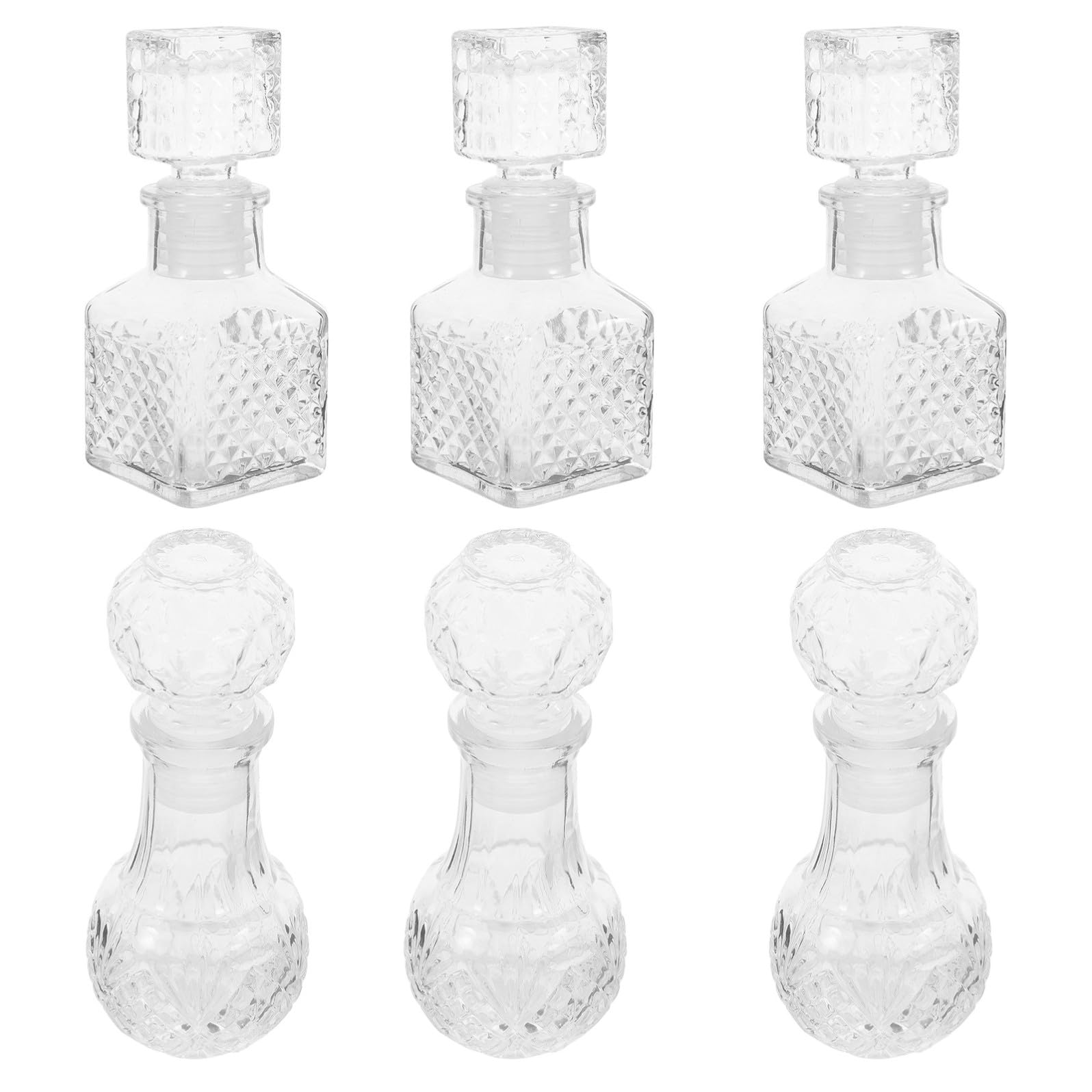 Set 6 Pezzi Bottiglie di Cristallo per Liquori e Vino 50ml Design Elegante e Sigillatura Eccellente per Degustazione e Bar Domestico