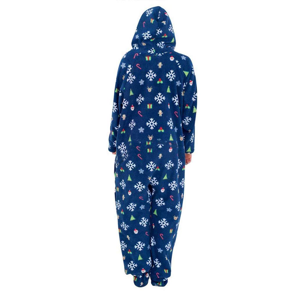 Pijama de forro polar con capucha y sin pies para mujer, pijama cálido y acogedor de felpa para adultos, pijama novedoso de una pieza, azul marino, M