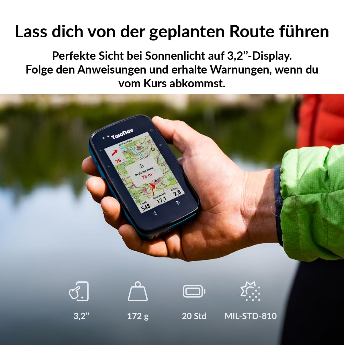 TwoNav Cross Plus (64 GB) + Karte Full Deutchland BKG Topo 1:25000 installiert, Outdoor GPS mit 3,2-Zoll-Bildschirm für MTB, Fahrrad, Trekking, Wandern oder Navigation