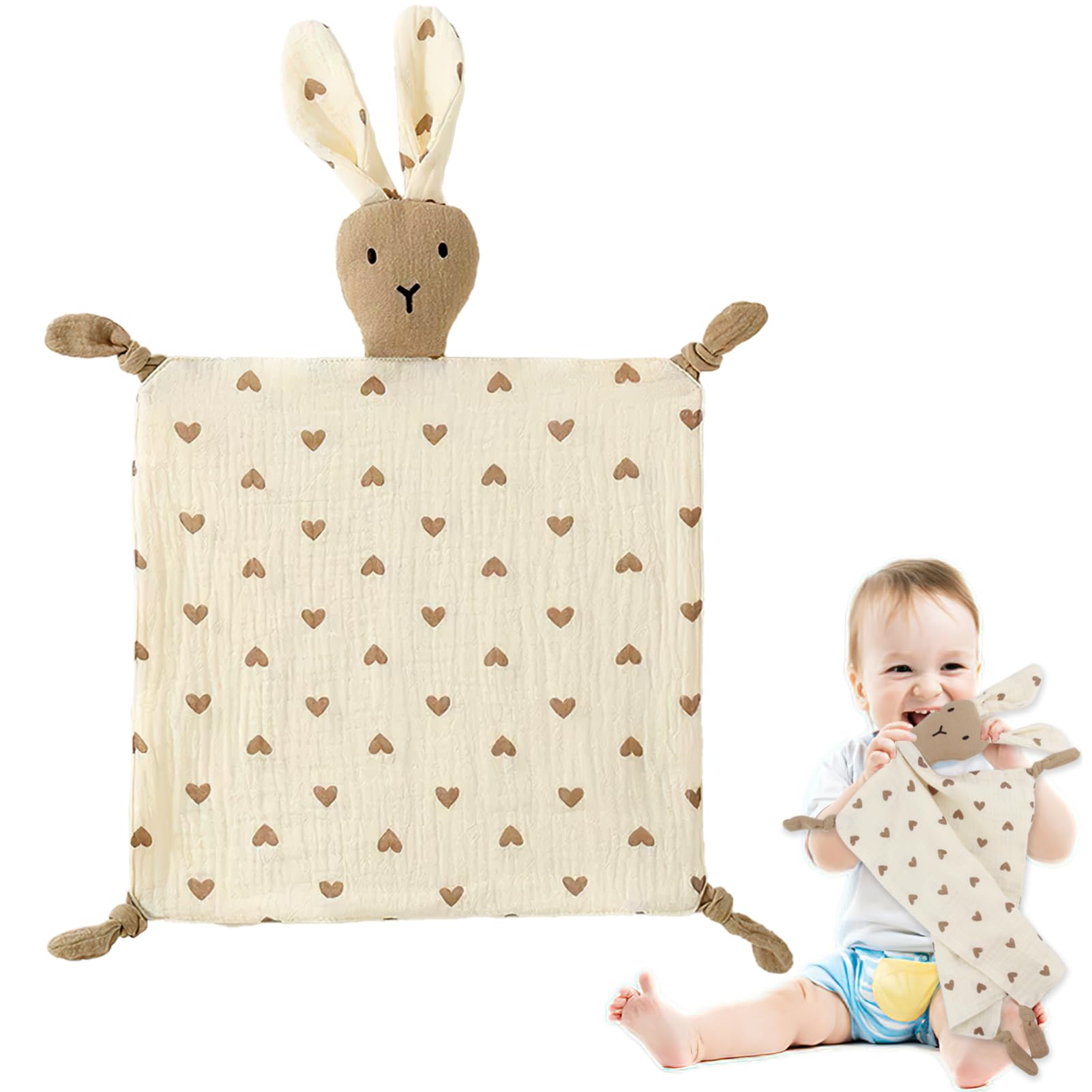 ORUZA Baby Comforters - Rabbit Baby Blanket for Infant Toddler Newborn Boys and Girls, Beige Khaki