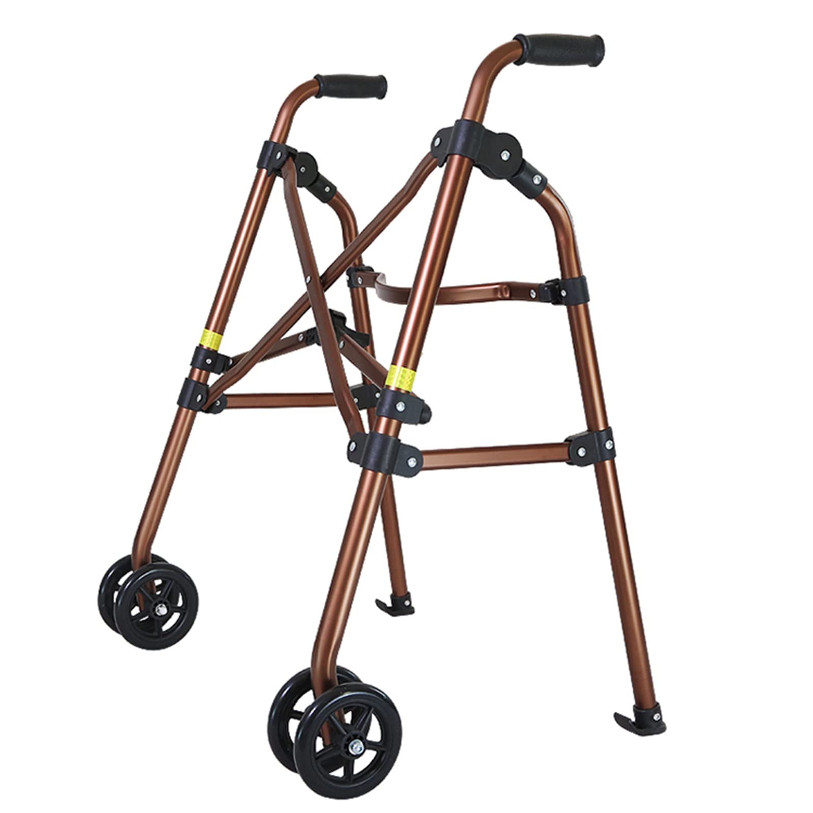 standardowy wózek dla seniorów, składany, lekki, aluminiowy, brązowy sprzęt do chodzenia z 2 kołami o średnicy 6 cali, pomocnicza rama do chodzenia rehabilitacyjnego
