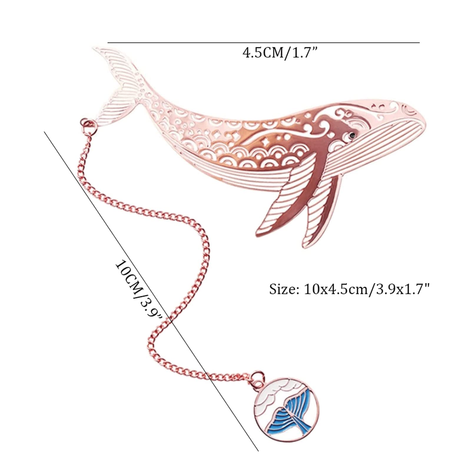 PAASHE Segnalibro in Metallo Creative Fashion Whale Page Holder Tassel Reading Page Marker per Le Donne Regalo di Anniversario di Compleanno
