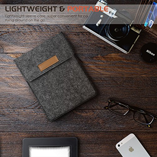 MoKo Custodia in Feltro Compatibile con Kindle Paperwhite 11a Gen 2021/Kindle 10th Generation 2019/Kindle Voyage/Fire HD 6, E-Book Case Protettivo, Grigio Scuro - Image 4