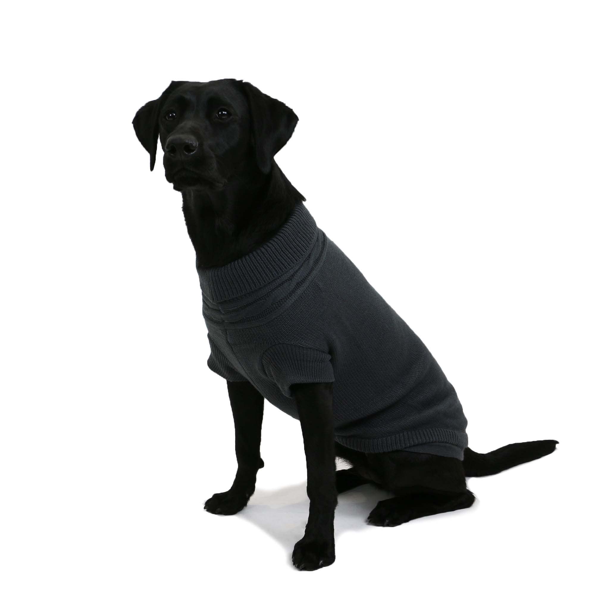 Ancol Charcoal Grey Cable Knit Dog Jumper - Extra Warm & Cosy Woollen Design with Classic Cable Knit - Features Leg Straps, Rolled Neck & Harness Hole - Ideal for Cold Weather - Small Size 30cm