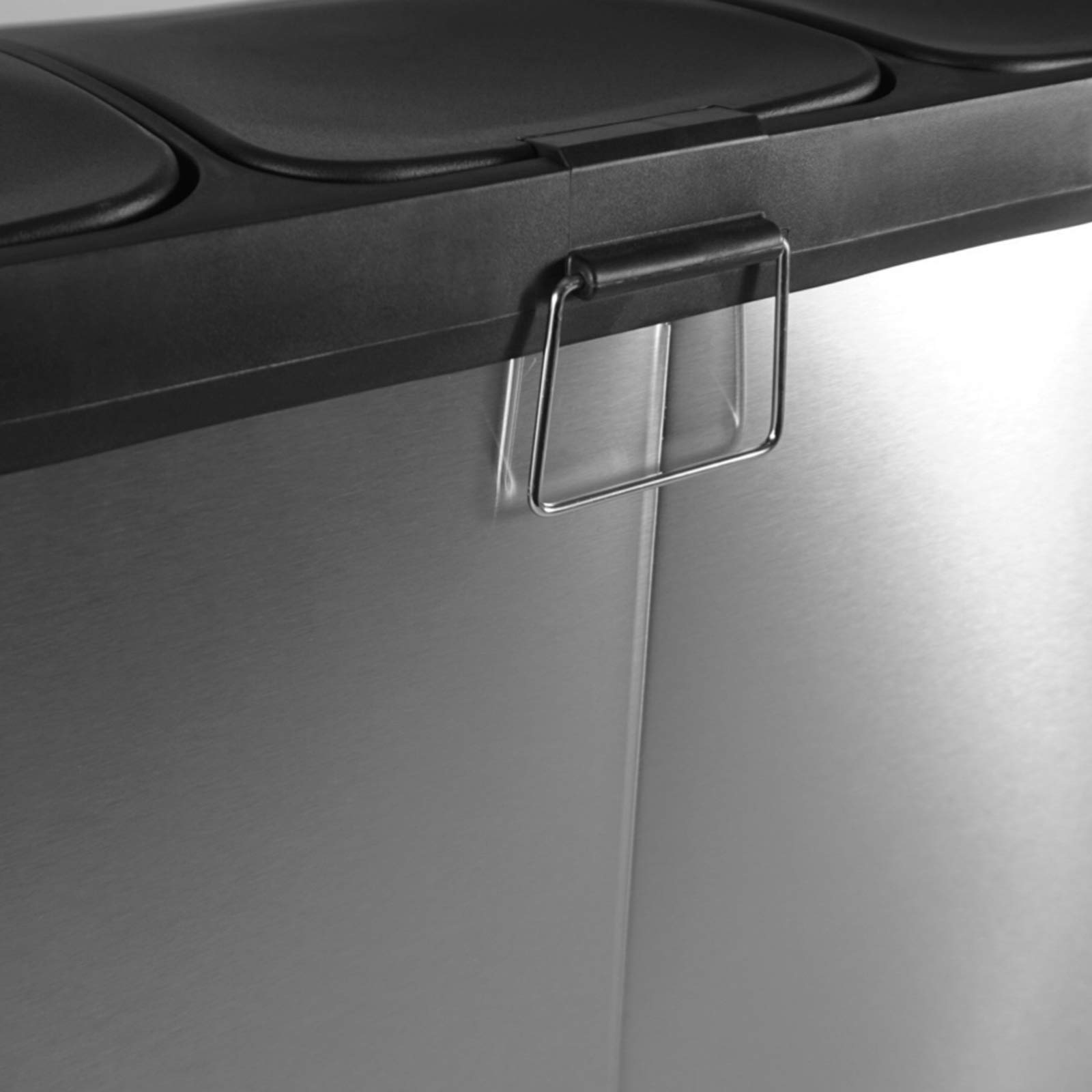Jago® Mülleimer – 16/24/45/60 Liter - 2 oder 3 fächer, Edelstahl, mit Inneneimer, Handgriff, Deckel, für Küche-Abfalleimer, Mülltrenner, Mültrennsystem, Abfallsammler, Treteimer (60 Liter (3 x 20L))