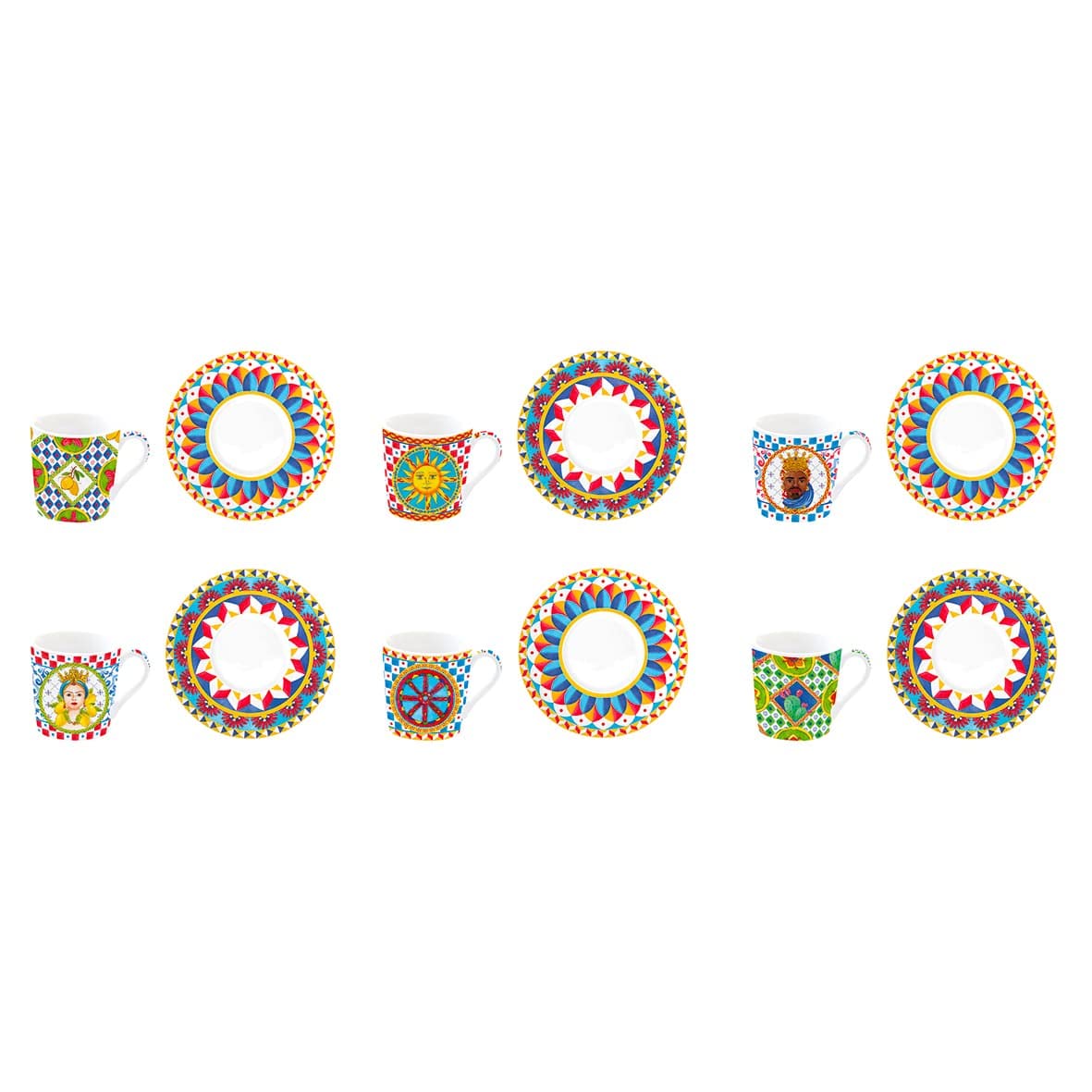EASY LIFE Set 6 tazzine Espresso con piattini Sicily