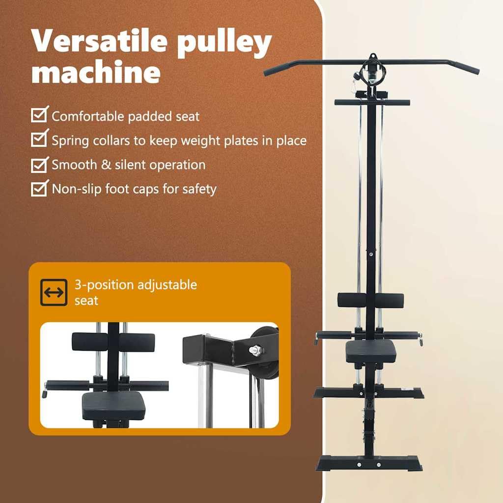 vidaXL LAT Pulldown Maschine mit verstellbarem Sitz für bis zu 80 kg Robuste Fitnessausrüstung für Heimfitness mit kompaktem Design für Krafttraining Industrie Stil Glatte Textur