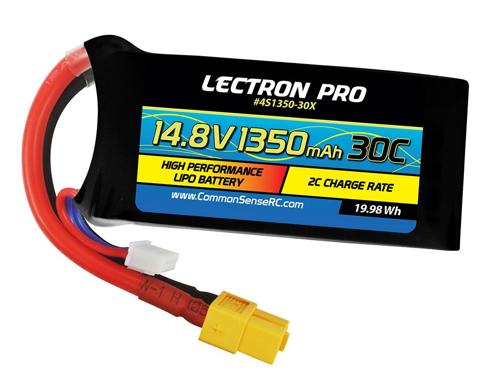Lectron Pro 14.8V 1350mAh 30C Lipo Battery with XT60 Connector
