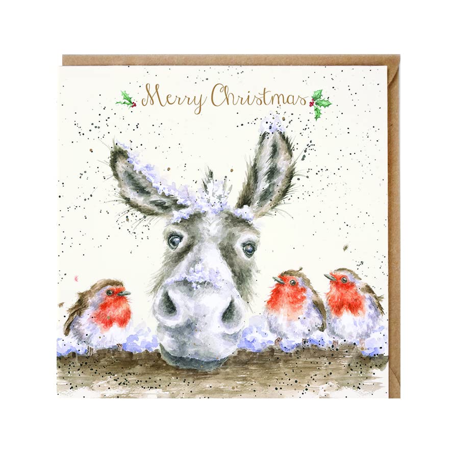 Wrendale Designs by Hannah Dale - The Christmas Donkey - Gold Foiled Christmas Card - Single