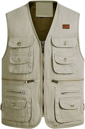 Gilet Multi-poches Homme Unisexe – Idéal Pêche, Photo, Randonnée (taille XL-4XL)