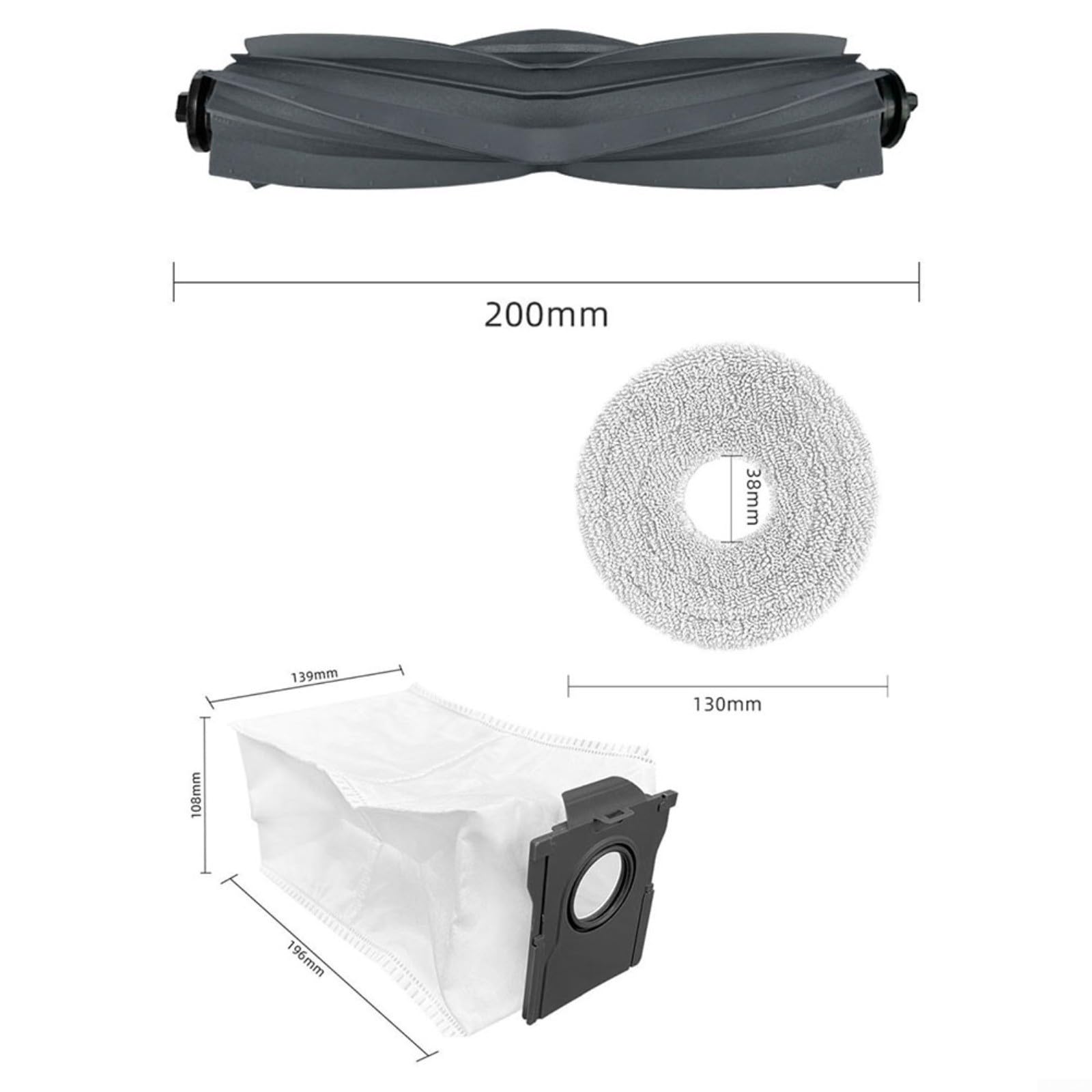Kit de paño de repuesto para fregona con filtros laterales y rodillos, almohadillas de fregona, bolsas de polvo para robot aspirador MOVA S70 S70 Ultra S70 Pro (B)