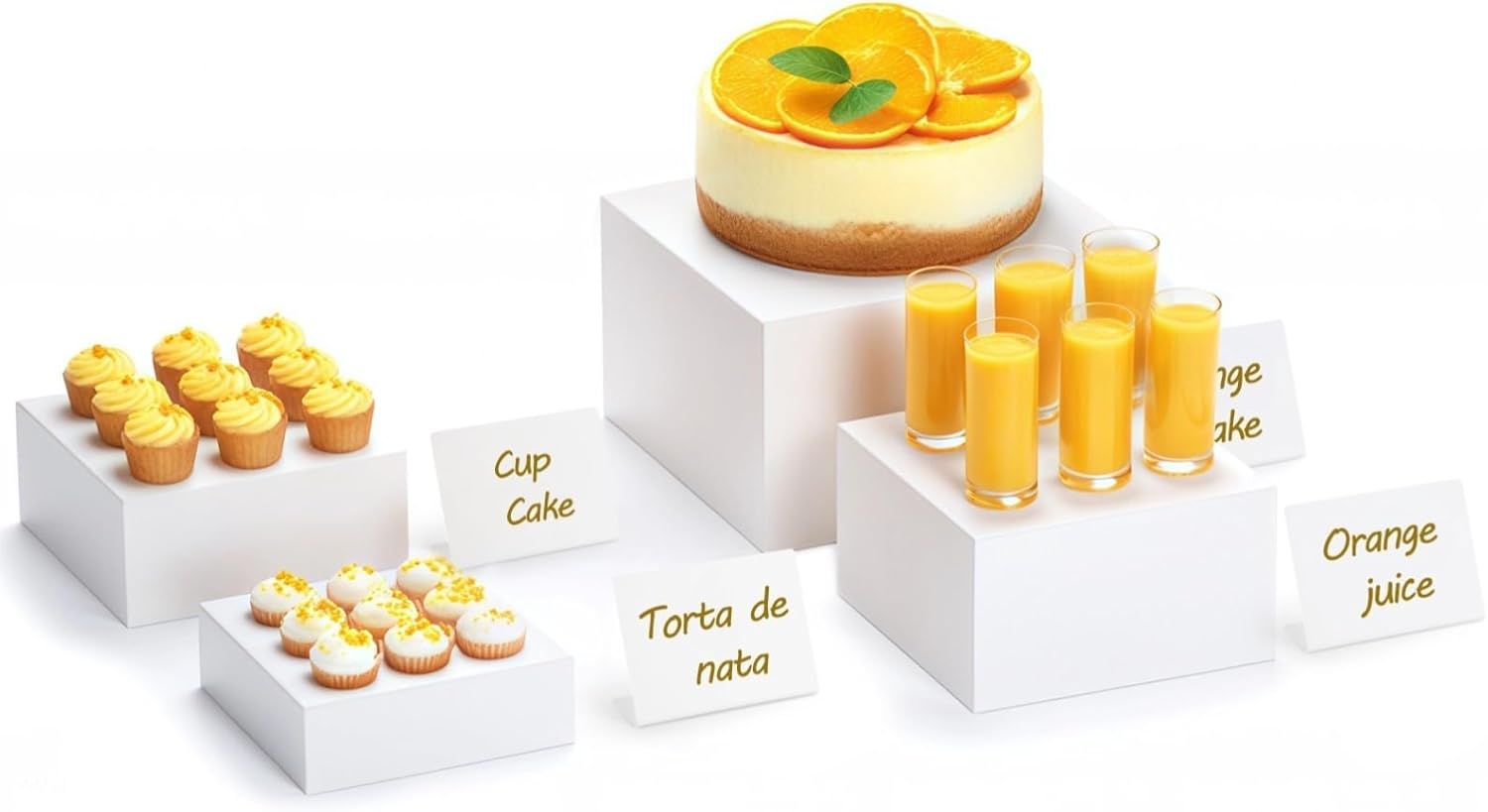 Nesting Food Display Risers 4-Pack – 5/6/7/8 Inch Acrylic Buffet Cubes With Hollow Bottom, Event Dessert Stands For Table Setup
