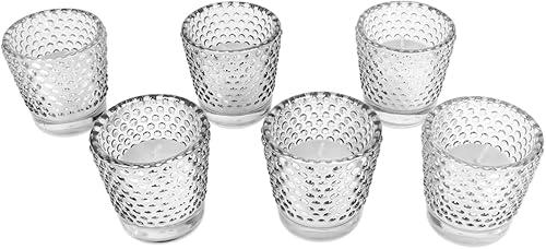 Miniatura 9 de Koyal Wholesale 6 portavelas votivas transparentes a granel, portavelas de vidrio de punto elevado, soporte de vidrio de leche transparente a granel