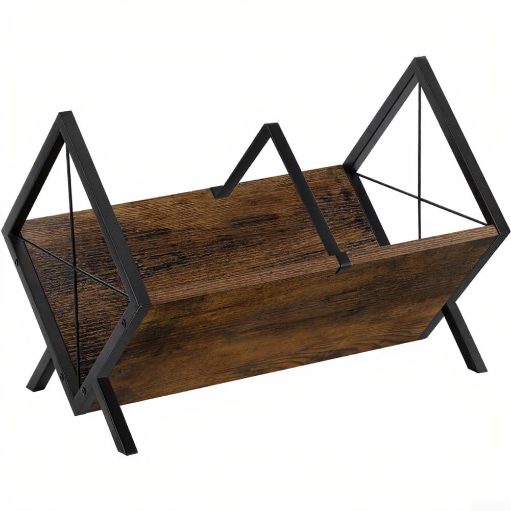 Scaffale per dischi in vinile, porta CD in legno con struttura in metallo, per studio domestico, nero (marrone)