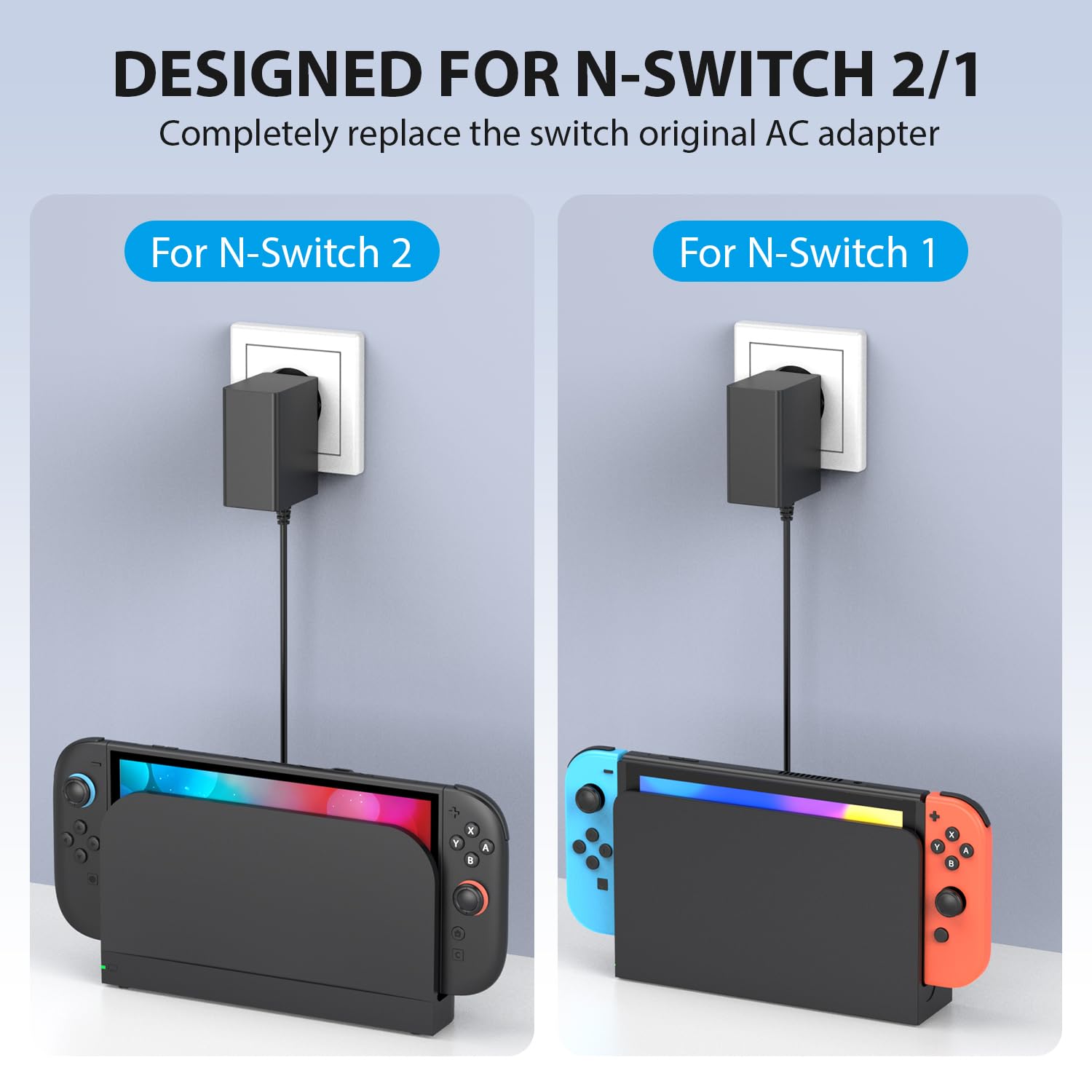 Caricatore per Switch 60W Adattatore AC Type-C Ricarica Rapida