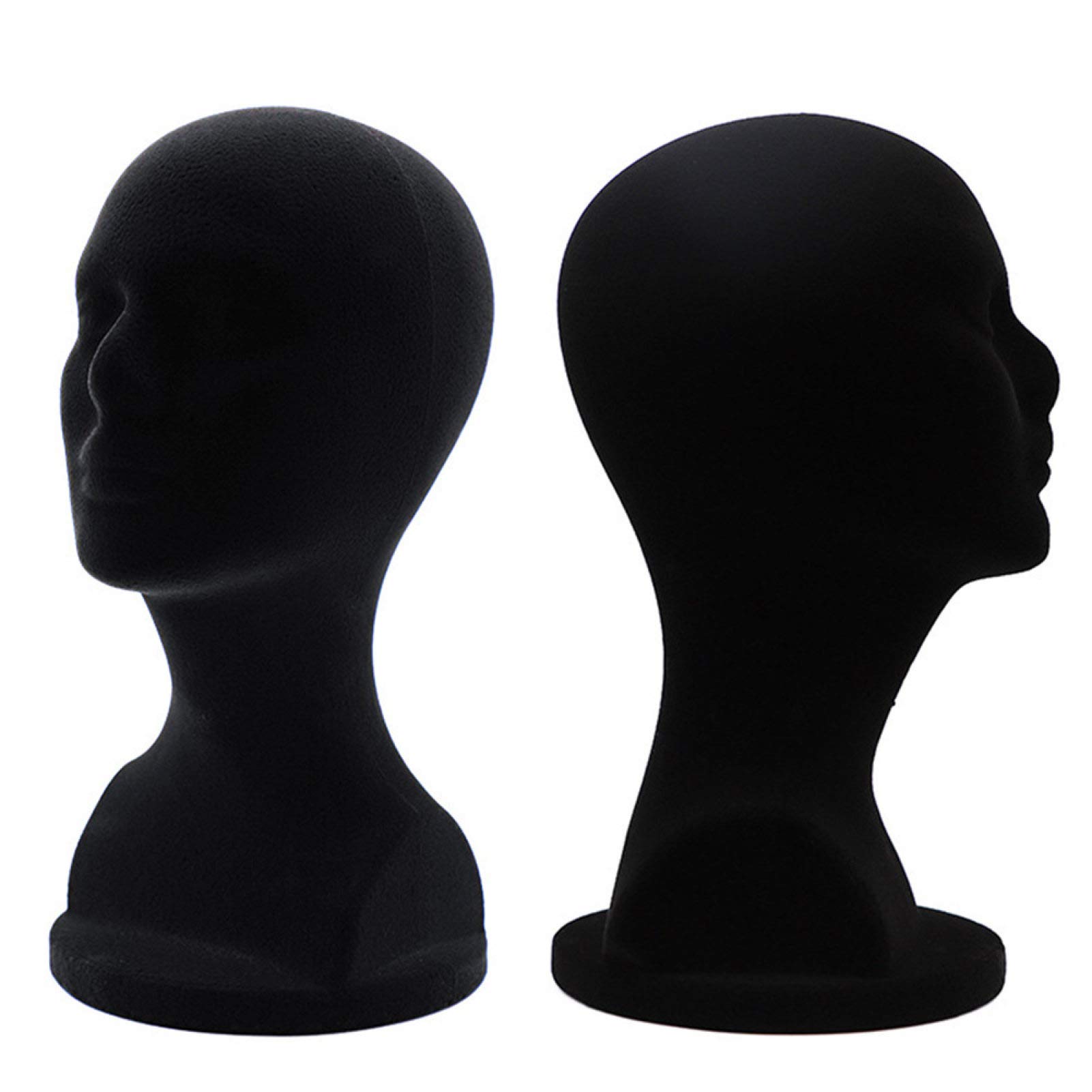 Beflockter Schaumstoff-Kopf Für Perücken & Accessoires – Schwarz, 54 Cm Umfang