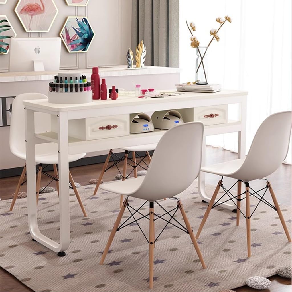 Escritorio de Maquillaje de uñas Profesional con 2 cajones, Panel de Madera de Pino, Mesa de manicura, gabinete de Almacenamiento para salón de Belleza y Oficina en casa, estación de Trabajo