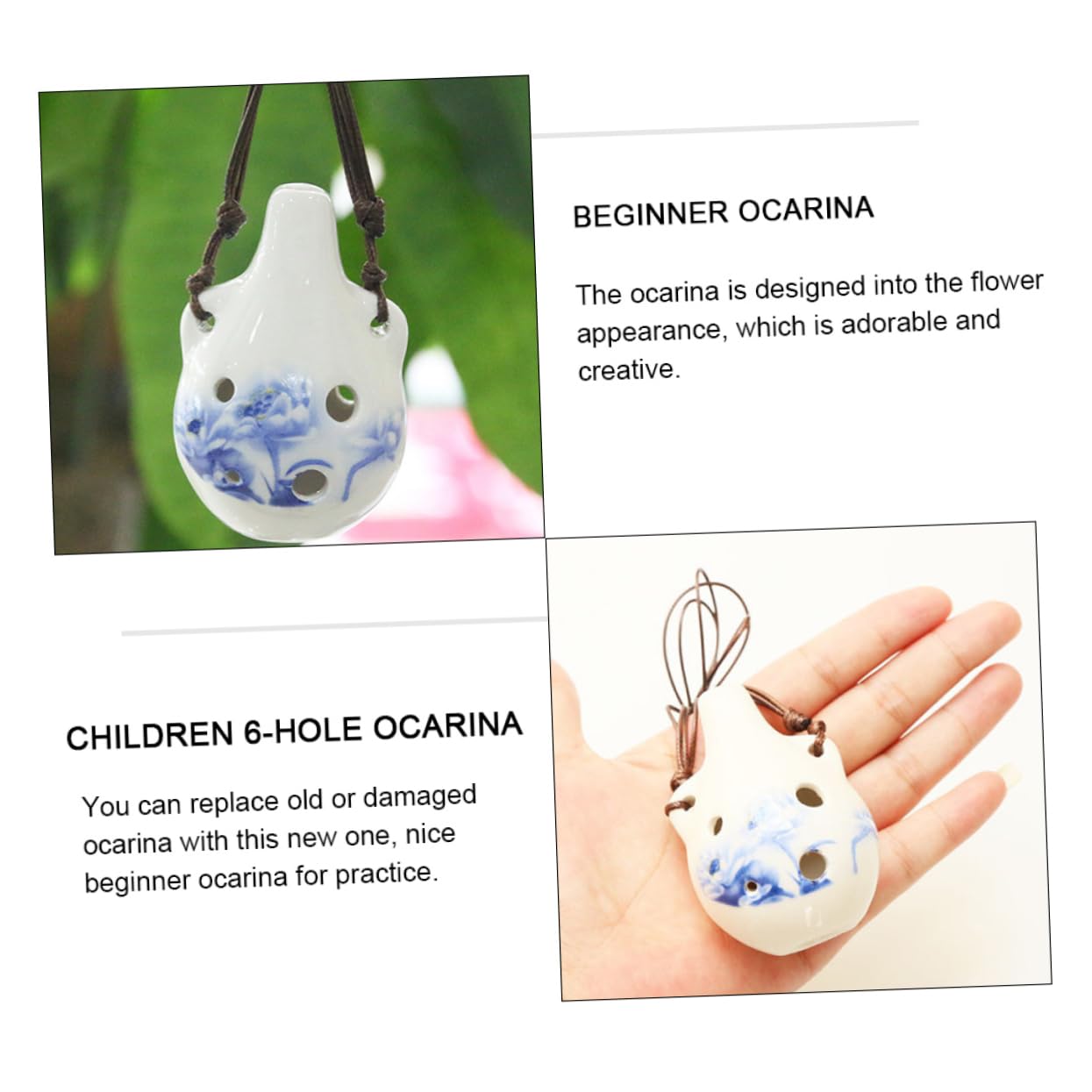 VANZACK Ocarina for Beginners Portable Clarinet Instrument Beautiful Sound Durable Design for Music Practice and Learning