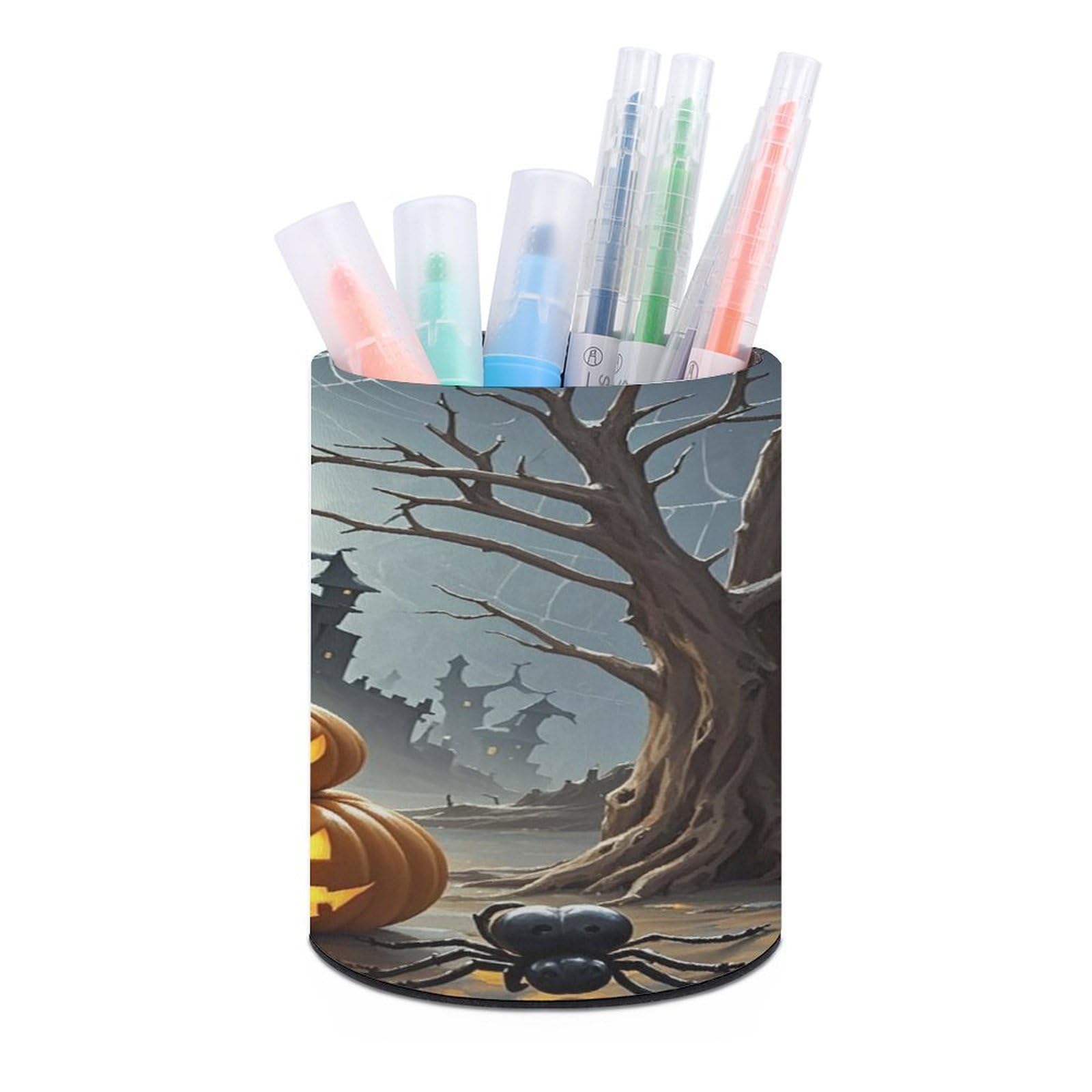 VstaDank Ghost Pumpkin Castle Pen Holder for Desk Makeup Brush Holders Stylish Pen Cup Cute Pencil Cup Round Pencil Holder Decor Brush Scissor Holders for Multifunctional Office Supplies