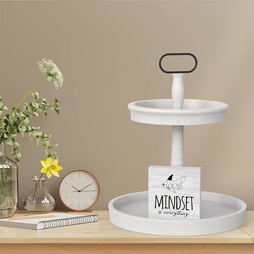 Miniatura 5 de Mindset is Everything - Cartel inspirador de madera para decoración de escritorio de oficina, 5 x 5 pulgadas, caja de madera motivacional,