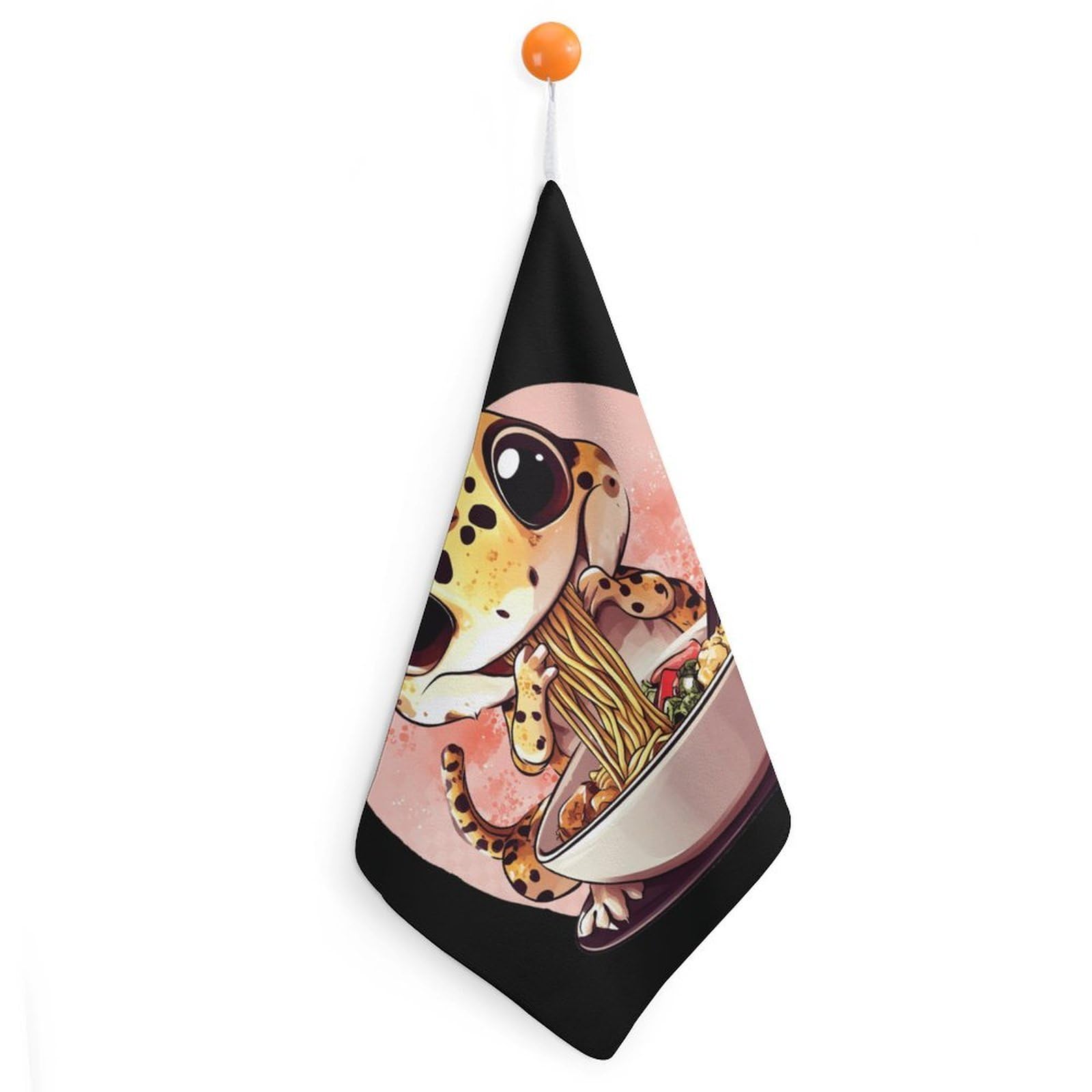 CGSBNGHA Japanese Ramen Leopard-Gecko Hand Towel Hanging Face Towels Cleaning Cloths Handkerchief for Bathroom Kitchen