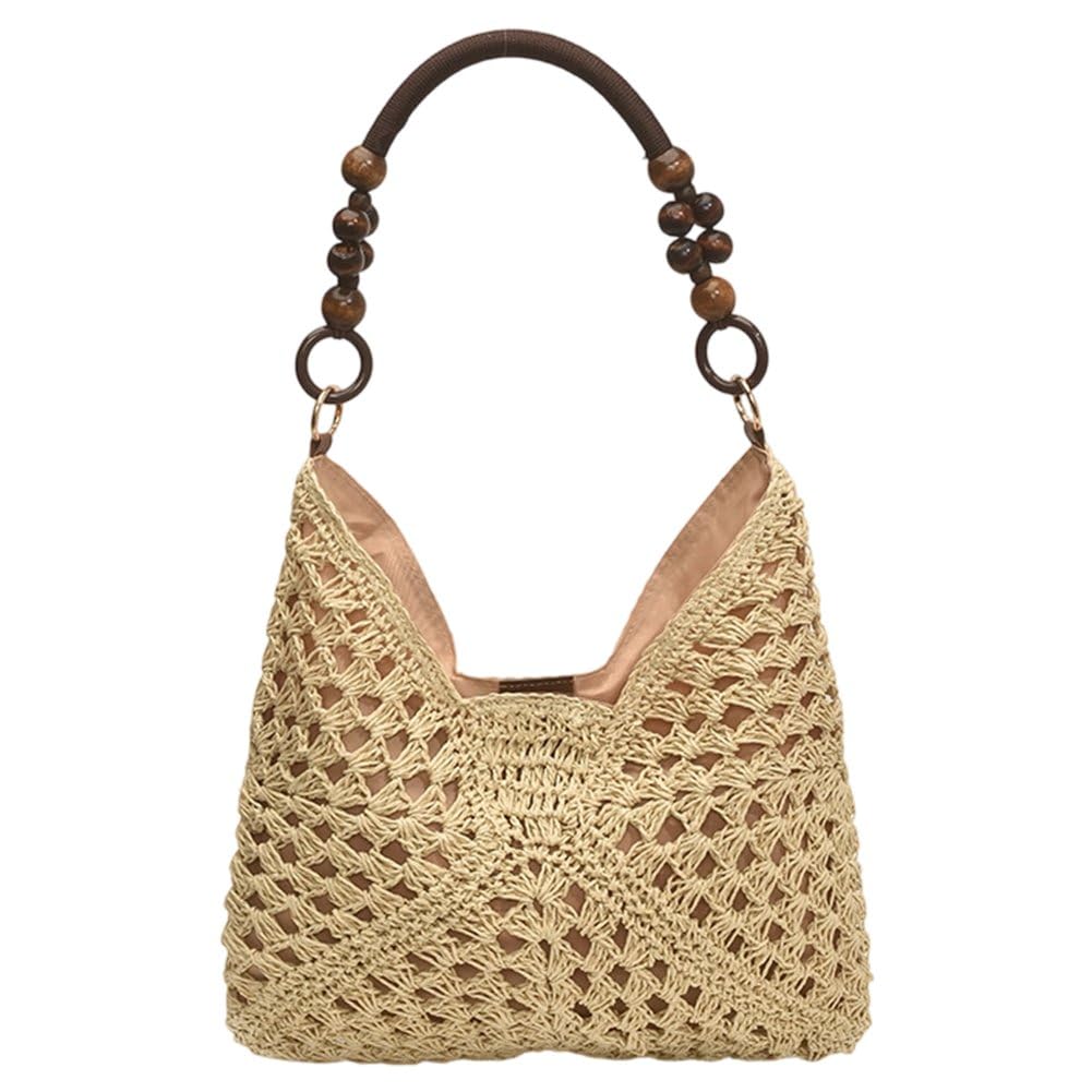Fituenly Straw Hobo Bag for Women, Large Capacity Woven Beach Tote, Summer Vintage Shoulder Bag for Travel Vacation Outdoor Shopping