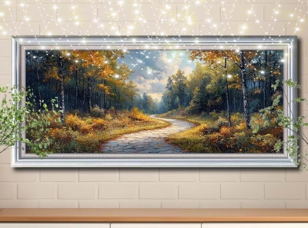 Malarstwo diamentowe 5D, ścieżka dla dorosłych, las, obraz "zrób to sam", obraz dla dzieci, 80 x 160 cm, zestaw do malowania kryształkami, dekoracja ścienna 8E-6207