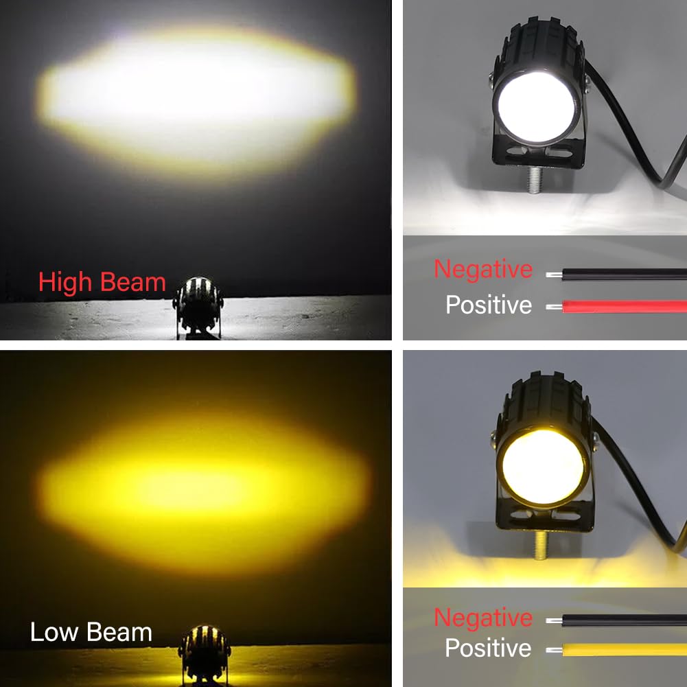 BACAR Cnswee6 2 Pcs Driving Spot Light Hi-Lo Beam Headlight Fog Lamp White Yellow For motorcycles/dirt bike/trucks/SUVs/UTV/ATV, cars, etc.