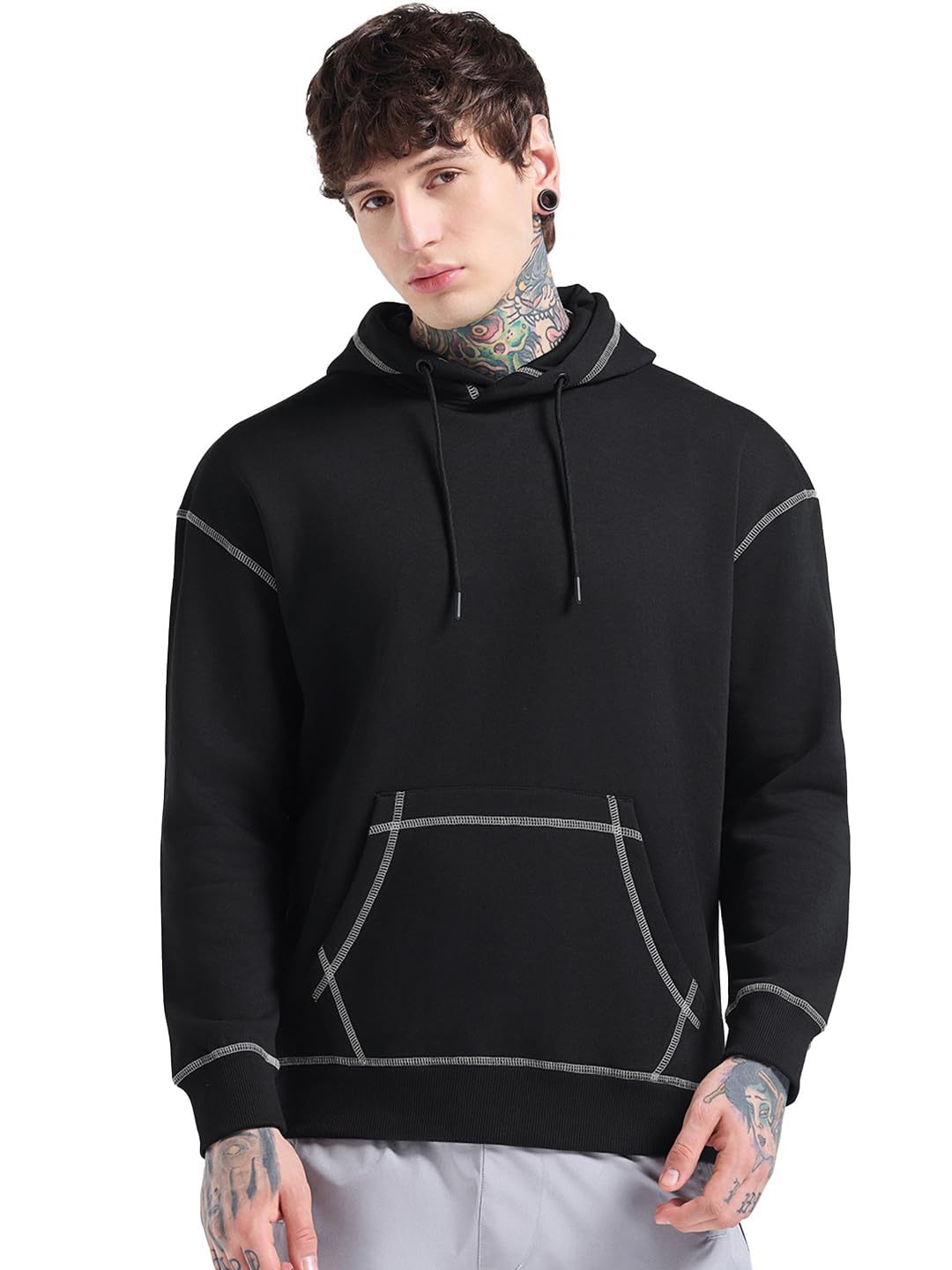 bewakoof Men's Cotton Blend Oversized Fit Hoodies | Hoodie for Men Winter Wear-picture-51