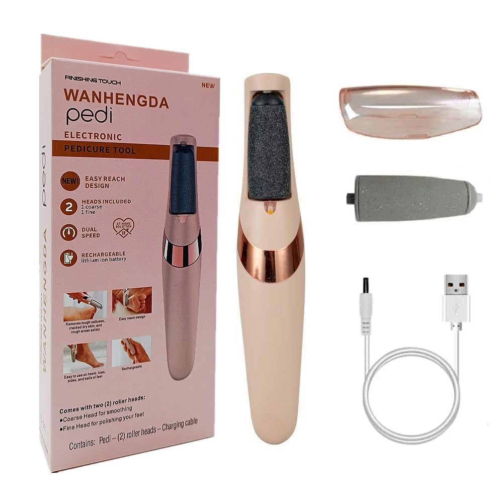 Dzannc Mini Electric Dead Skin Remover Foot Callus Remover Rechargeable Foot File Pedicure Kit Professional Foot Care with 2 Roller Heads USB Cable