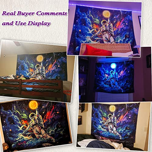 Kampdream Blacklight Astronaut Space Tapestry, Uv Reactive Galaxy Universe Planet Glow In Dark Tapestries For Men, Boys And Teens Cool Poster 36×48 Inch thumb #4