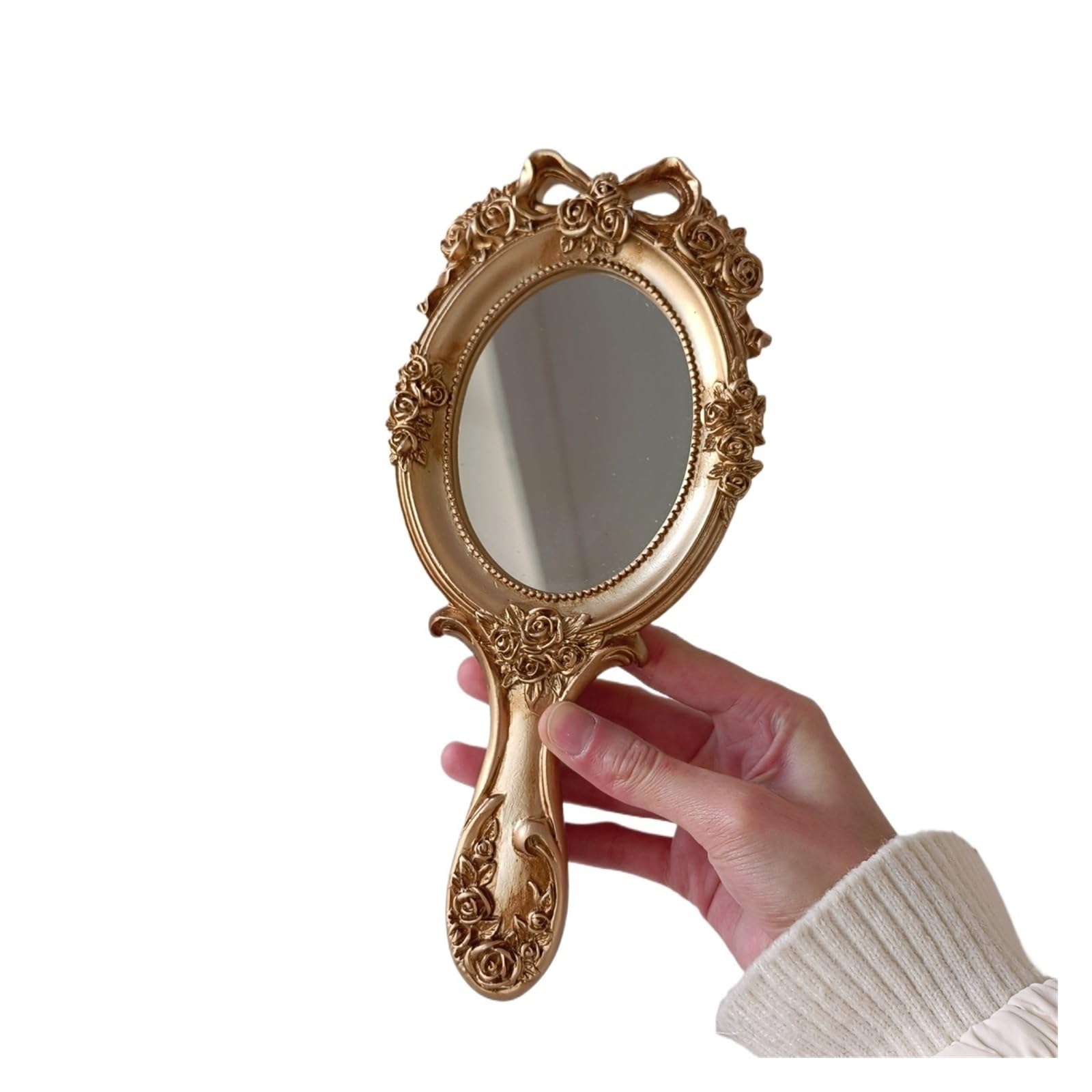 MEYTXOA Makeup Mirror Retro Handheld Vanity Makeup Mirror