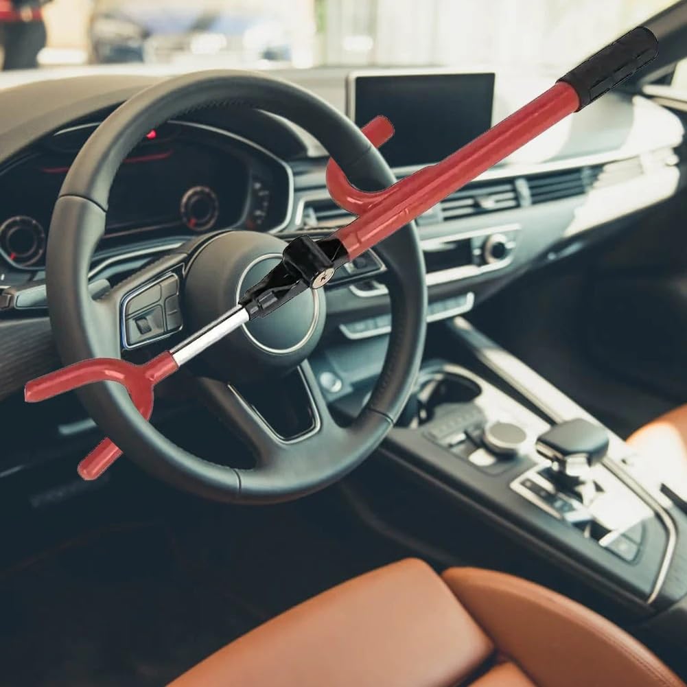 Antivols auto Serrure de volant télescopique en forme U, longueur réglable, serrure sécurité robuste pour voiture, antivol