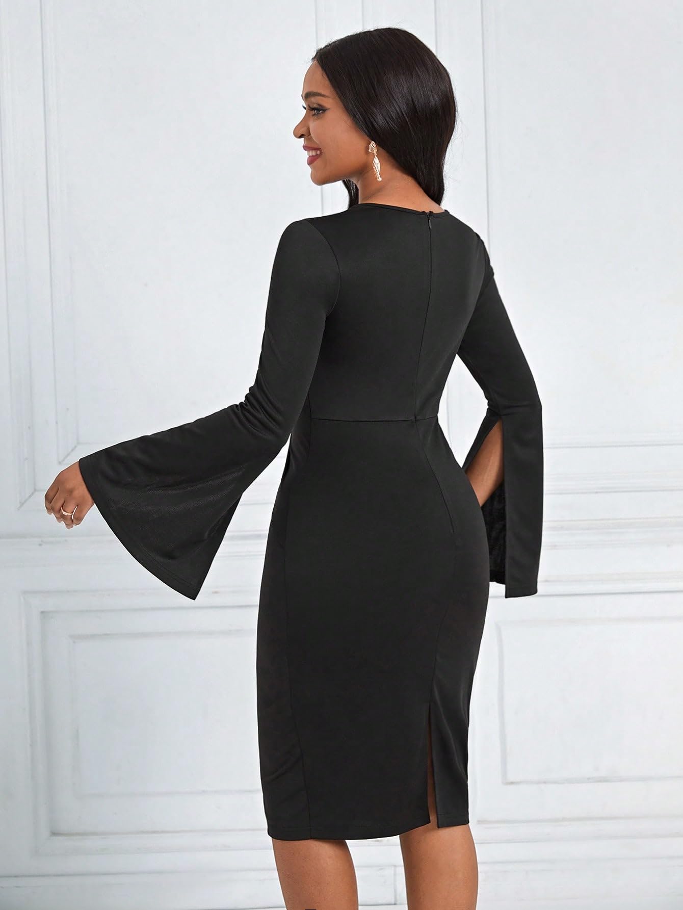 one sleeve black bodycon dress One Shoulder Fringe Bodycon Dress – bebe main image 1