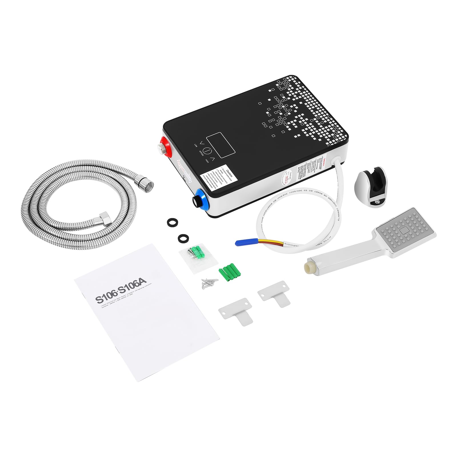 Calentador de agua eléctrico, 6500 W, 220 V, con pantalla táctil LED, 30-55 °C, adecuado para casa, baño, cocina, oficina