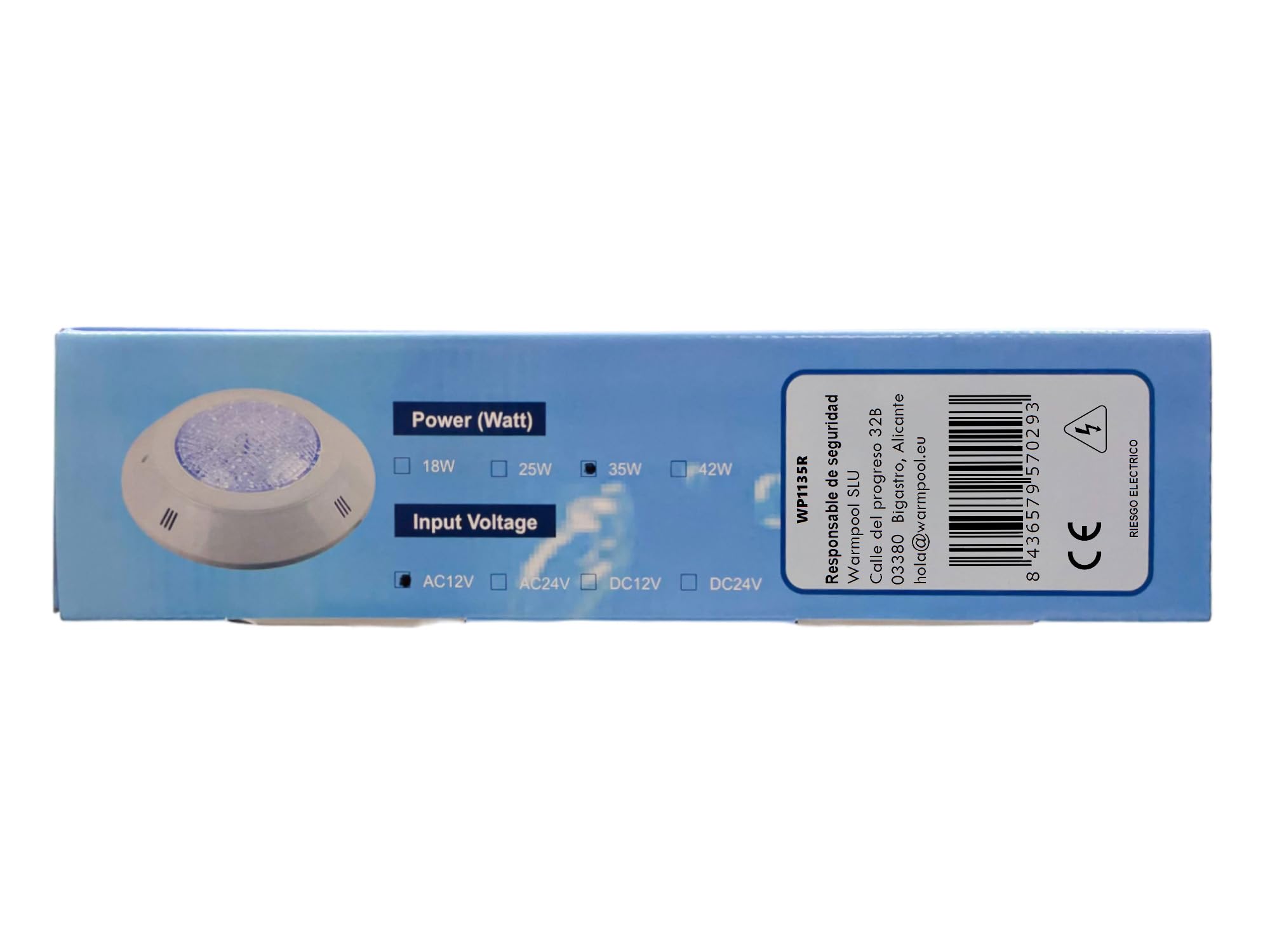 SWIMHOME Pack Iluminación Piscina | 2 Focos LED de Superficie + Control Remoto RGBV+ (Cable 4 hilos) | ABS Blanco Resistente | Ø29cm 35W 12V/DC RGBV+ Cable 4 Hilos